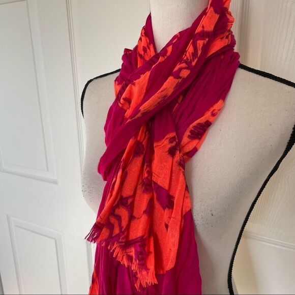 Fuchsia/Bright Pink and Orange Butterfly Scarf - Picture 2 of 10